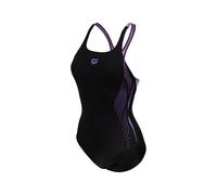 arena Damen Women's Pro Back Graphic Lb One Piece Swimsuit, Black-Lavanda, 34 EU