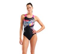 Arena Damen Badeanzug W Lit Logo Swimsuit V Back 010689-590 40 Black-Shocking Pink