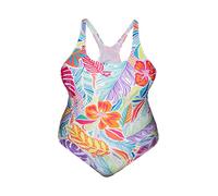 ARENA Damen Bodylift Plus Size Einteiler Badeanzug, Weiß-Multi, 22