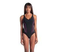 ARENA Damen Bodylift Women's Marina B-Cup Swimsuit Badeanzug, Schwarz/Feenrose/Traubenviolett, 42