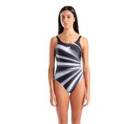 Arena Damen Feel Women's Glow U Back Bra Swimsuit Pool Beach Stretchy Ladies Bathing Suit Badeanzug, Schwarz/Grau, Mehrfarbig, 60