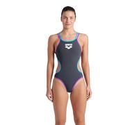 ARENA Damen One Women's Double Cross Back Swimsuit Badeanzug, Asphalt/Lila/Türkis, 26