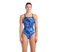 Arena Damen Performance Crackle Team-Print Lightdrop Back Damen-Badeanzug Einteiler, Schwarz/Team Royal, 66