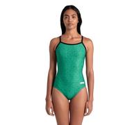 ARENA Damen Performance Women's Abstract Tiles Light Drop Back Swimsuit Badeanzug, Schwarz/Teamgrün, 18