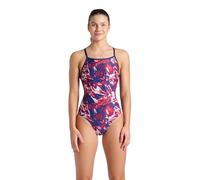 Arena Damen Performance Women's Crackle Team Print Lightdrop Back Ladies Bathing Swimsuit Badeanzug, Marineblau/Teamrot, Weiß, Blau, 38