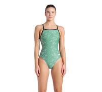 Arena Damen Performance Women's Escape Team Print Light Drop Back Ladies Training Swimsuit Badeanzug, Schwarz/Teamgrün, 42