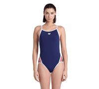Arena Damen Performance Women's Icons Solid Super Fly Back Swimsuit Badeanzug, Marineblau/Weiß/Rot, Mehrfarbig, 34