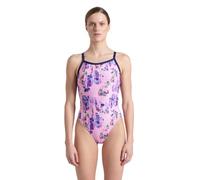 ARENA Damen Performance Women's Rose Texture X Cross Back Swimsuit Badeanzug, Mehrfarbig Pink/Marineblau, 34