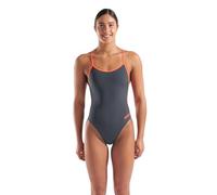 Arena Damen Performance Women's Team Solid Lace Back Swimsuit One Piece Bathing Suit Badeanzug, Asphalt/helle Koralle, 36