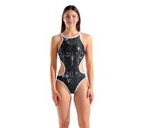 Arena Damen Women's Lacquer Swimsuit Tech Back One Piece Technical Bathing Suit Badeanzug, Mehrfarbig, Schwarz/Weiß, 36
