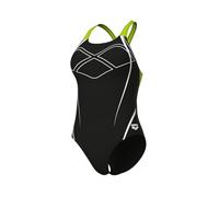 Arena Badeanzug Feel Graphic Pro Back – Maxfit Eco, schnelltrocknend, UPF50+ – Black/Artic Lime 36