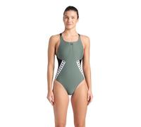ARENA Feel Icons Stripe Badeanzug Pro Back Damen Pool Bathing Suit Einteiliger Badeanzug, Salbei/Schwarz/Schwarz, Multi, Größe 50 für Damen, Salbei/Schwarz/Schwarz Multi, 50