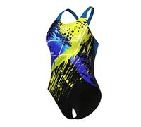 Arena - Women's Funny Spot Swimsuit V Back LB - Badeanzug, Gr. M 40, bunt (BlackMulti/BlueChina)