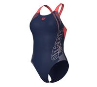 ARENA Gleam Badeanzug V Back für Damen aus Maxfit Eco-Material chlor- und salzwasserbeständig, Farbe:Blau, Größe:38