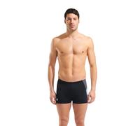 Badeshorts ARENA "M ARENA PRINTED SPLICE SWIM SHORT", Herren, Gr. 8, N-Gr, schwarz (schwarz, asphalt), Obermaterial: 100% Polyester, Badehosen Badeshorts, für Wettkampfschwimmer und regelmäßige Schwim