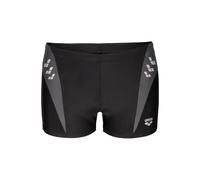 Badeshorts ARENA "M ARENA STEPLOGO SWIM SHORT", Herren, Gr. 6, N-Gr, schwarz (schwarz, asphalt), Obermaterial: 80% Polyamid, 20% Elasthan, Badehosen Badeshorts, mit sportlichem Schnitt, aus Stretchmat