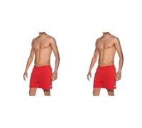 ARENA Herren Badeshort Fundamentals Boxer, Red-White (41), M (Packung mit 2)