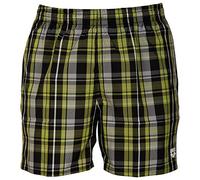 Arena Herren Badeshort Yarn Dyed Check 2 Boxer, Black/Soft grren, L, 1B337