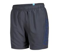 Badeshorts ARENA "FUNDAMENTALS ARENA LOGO BOXER R", Herren, Gr. XL, N-Gr, grau (asphalt, neon blau), Obermaterial: 100% Polyester, Badehosen Badeshorts (42719800-XL) asphalt, neon blau