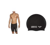 ARENA Herren Byor Evo Jammer, Black-Black-White, 6 EU & Classic Unisex Silikon-Badekappe, Schwimmkappe für Frauen und Männer, Badekappe mit Verstärktem Rand, Weiche und Strapazierfähige Schwimmkappe