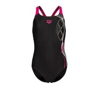Arena Mädchen Badeanzug Girl s Swimsuit Swim Pro Logo 008670-591 140 BLACK-FREAK ROSE-WHITE