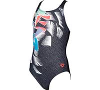 ARENA Mädchen Badeanzug Mädchen Sport Badeanzug Funny Letters, Blackfluo Red, 128, 002880