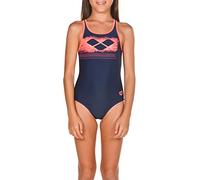 Arena Mädchen G Scratchy Jr One Piece Einteiliger Badeanzug, Blau-Rosa, FR : S (Taille Fabricant : 6-7)