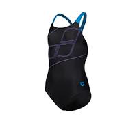 Arena Mädchen Girls' Swim Pro Back Logo Swimsuit Badeanzüge, Black-Turquoise, 116 EU