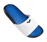 Arena Badesandalen Marco, gepolsterte Massagesohle, Grip auf nassen Oberflächen, Weiß/Cyan Größe 40