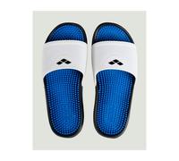 Arena Swimwear Badepantolette Marco – gepolsterte Massagesohle, rutschfest – Weiß/Cyan Größe 44