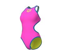 ARENA One Big Logo One Piece Damen Badeanzug, Schnell Trocknender Badeanzug, Sportliche Bademode MaxLife Eco Stoff mit Maximaler Chlorbeständigkeit und UPF 50+ UV-Schutz