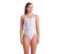 Arena Performance-Badeanzug für Damen, Confetti-Badeanzug, Multi-Back-Design, Einteiler, Weiß Mehrfarbig/Koralle glänzend/Königsblau, 46