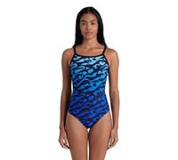 Arena Performance Damen-Badeanzug Surfs Up Light Drop Back, Schwarz/Schwarz, mehrfarbig, 152