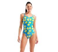 Arena Performance Lemons Damen-Badeanzug, Spitze, mit Racerback, Training, Sport, Bathing Suit, einteilig, 1 Stück, Türkis (türkis/Mehrfarbig), 46