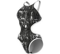 Arena Damen Women's Lacquer Swimsuit Tech Back One Piece Technical Bathing Suit Badeanzug, Mehrfarbig, Schwarz/Weiß, 36