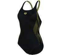 ARENA Damen Women's Swimsuit Swim Pro Back Graphic Badeanz ge, Black-soft Green, 36 EU