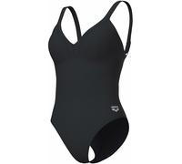 Badeanzug ARENA "WOMEN'S ARENA SWIMSUIT LARA SOFT CURVE BACK C", Damen, Gr. 42, N-Gr, grau (night grau), Obermaterial: 68% Polyamid, 32% Elasthan, Badeanzüge (71664035-42) night grau