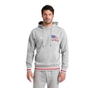 Arena Unisex-Erwachsene Adults Hoodie Sweatshirt Cotton Fleece Regular Fit Pullover Top Kapuzenpullover, Mittelgrau meliert/Flagge, Large