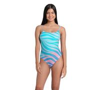 ARENA Water Prints Badeanzug für Damen, Schwimmanzug aus Elastischem Recyclingstoff, Schnelltrocknendes Material, Strand- und Schwimmbad-Badeanzug für Damen mit Futter und Herausnehmbaren Cups