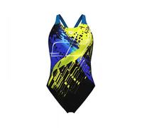 Arena - Women's Funny Spot Swimsuit V Back LB - Badeanzug, Gr. S 38, bunt (BlackMulti/BlueChina)