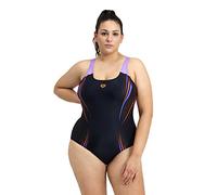 ARENA Women's Bodylift Plus Size One Piece Swimsuit, Black-Lavanda