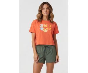 Arena Women's Crop Tee Printed Calypso Coral Größe: L | Hemden Outlet | Damen | Orange