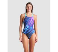 arena Damen Women's Flow V Back Lb One Piece Swimsuit, Navy Multi-Water, 44 EU