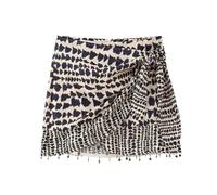 ARESU Sommer Neuer Damen-Minirock mit Perlendekoration, Schnürung, Schleife, Bedruckt, lässig, hohe Taille, Straßenkleidung, wie abgebildet, M