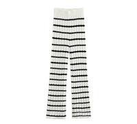 ARESU Weiß Schwarz Streifen Lange Hosen Sets Damen Chic Kurze Weste Hohe Elastische Taille Hosen Zwei Stück Sets Weibliche Sommer straße Outfit-Hose-M