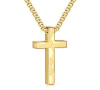 Aretas Fussball Fußball Geschenke für Jungs Kinder Herren Gold Football Kreuz Anhänger Kette mit 24 Zoll Edelstahl Kreuz Halskette Schmuckgeschenke fußball zubehör