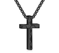 Aretas Fussball Fußball Geschenke für Jungs Kinder Herren Schwarz Football Kreuz Anhänger Kette mit 24 Zoll Edelstahl Kreuz Halskette Schmuckgeschenke fußball zubehör