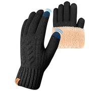 ARFNKIM Damen Winterhandschuhe mit Fleecefutter, Touchscreen Warme Gedehnt Dicke Strickhandschuhe Wollhandschuhe Thermohandschuhe Outdoor Winter Geschenke für Herren und Damen (schwarz)