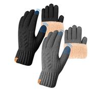ARFNKIM Thermo-Winterhandschuhe, Fleecefutter, Touchscreen-Strick, dehnbar, warme Handschuhe zum Laufen, Radfahren, Reiten - Herren und Damen, Schwarz + Grau, Einheitsgröße