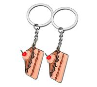 ARFUKA 2 Stück Schlüsselanhänger Edelstahl Auto Schlüsselanhänger Torten Anhänger Metall Keychain Geburtstag Weihnachtsgeschenke für Männer und Frauen